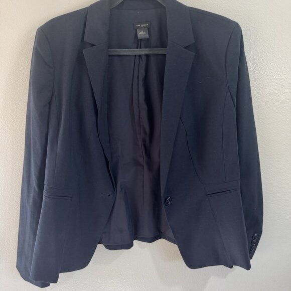 Ann Taylor Blazer Jacket Navy Blue 12 / L Single Button Career Suit Separate - Picture 2 of 7